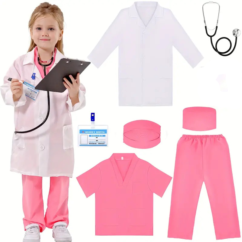 Medical Lab Coat - 7PCS Kids Doctor Nurse Cosplay Outfit