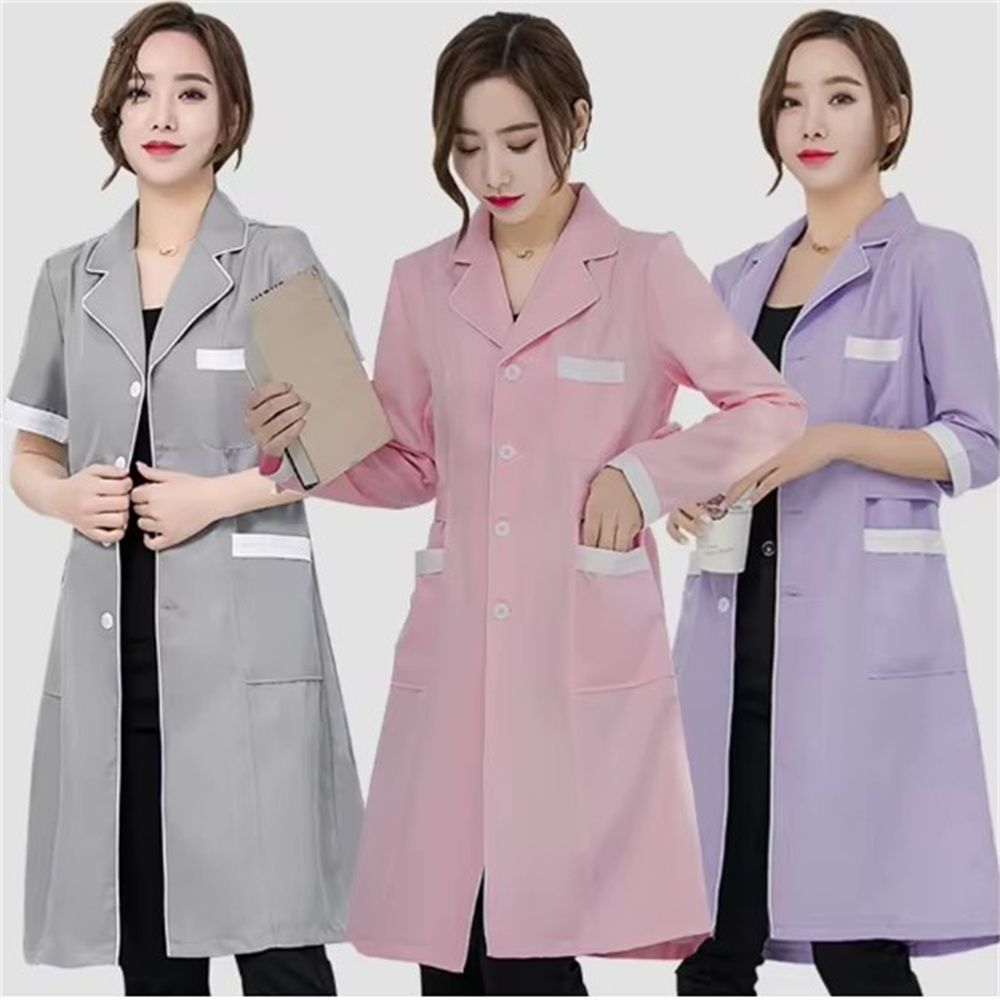 Medical Lab Coat - High grade gray solid color slim