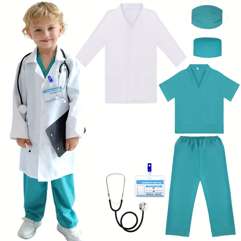 7PCS Kids Doctor Nurse Cosplay - Medical Lab Coat 评论和价格