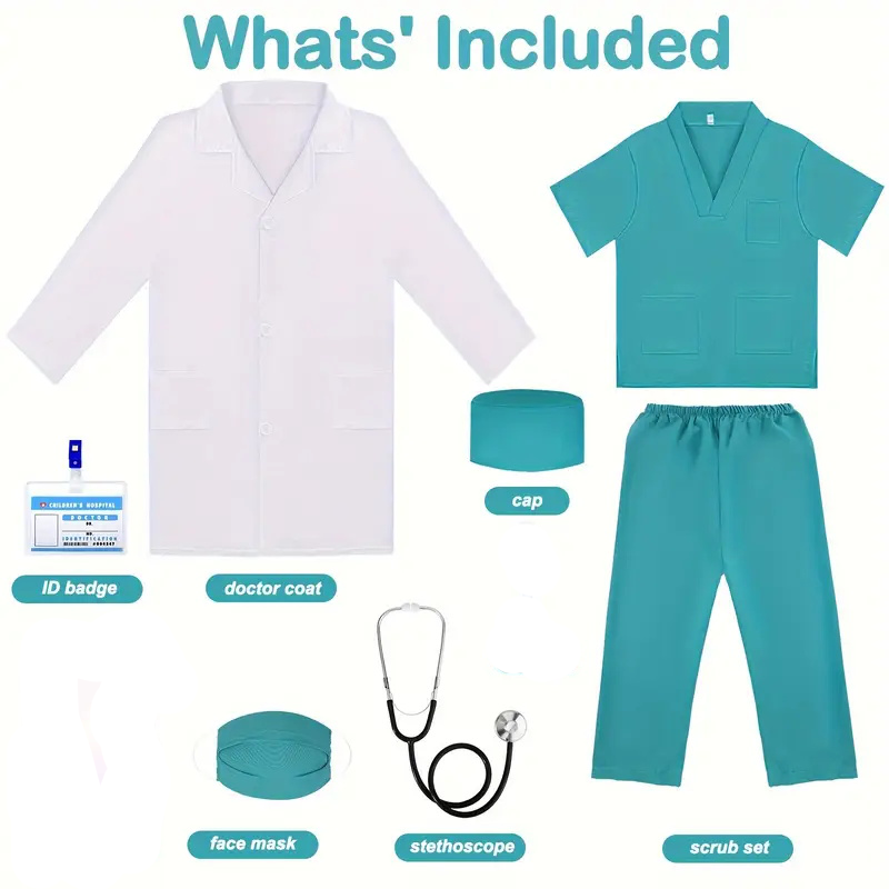 7PCS Kids Doctor Nurse Cosplay - Medical Lab Coat 评论和价格