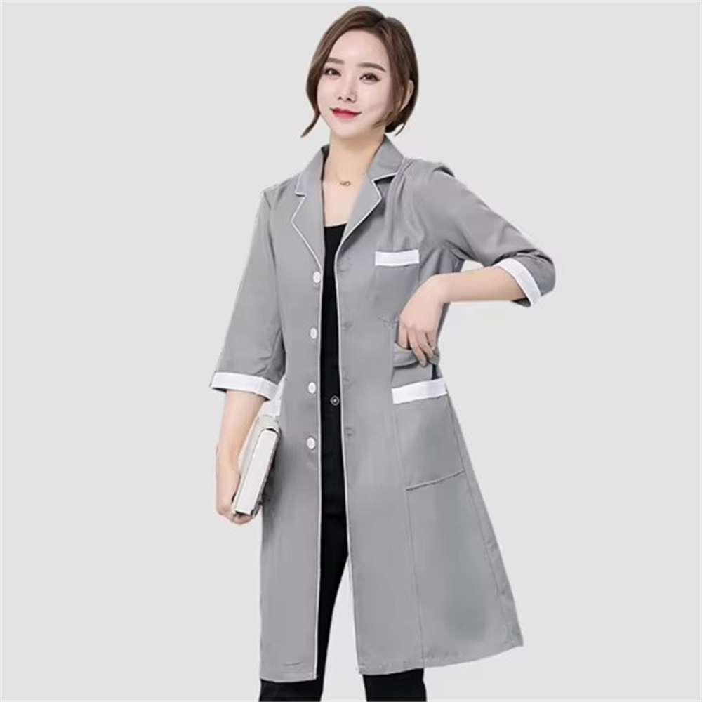 High grade gray solid color sl - Medical Lab Coat 评论和价格