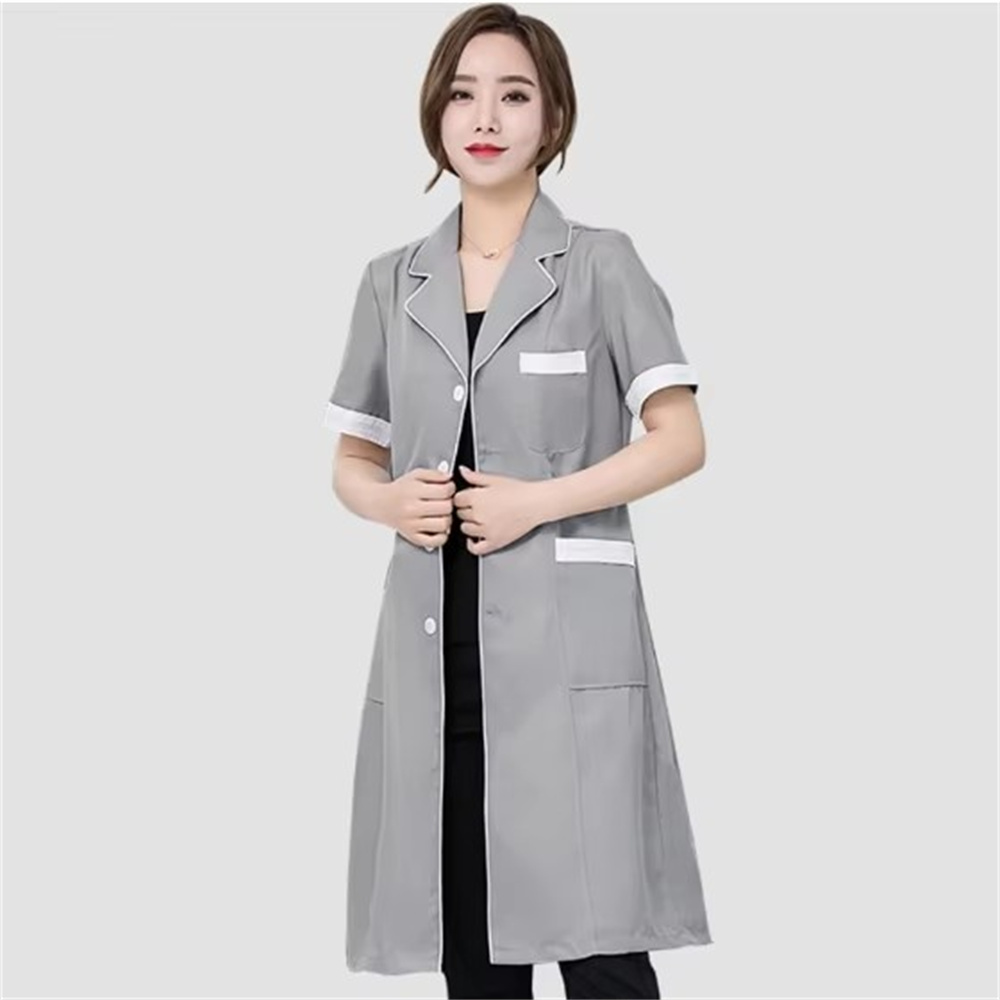 High grade gray solid color sl - Medical Lab Coat 评论和价格